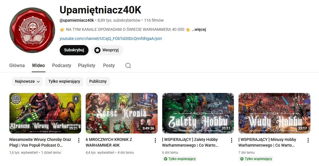 Screen kanału Upamiętniacz40K